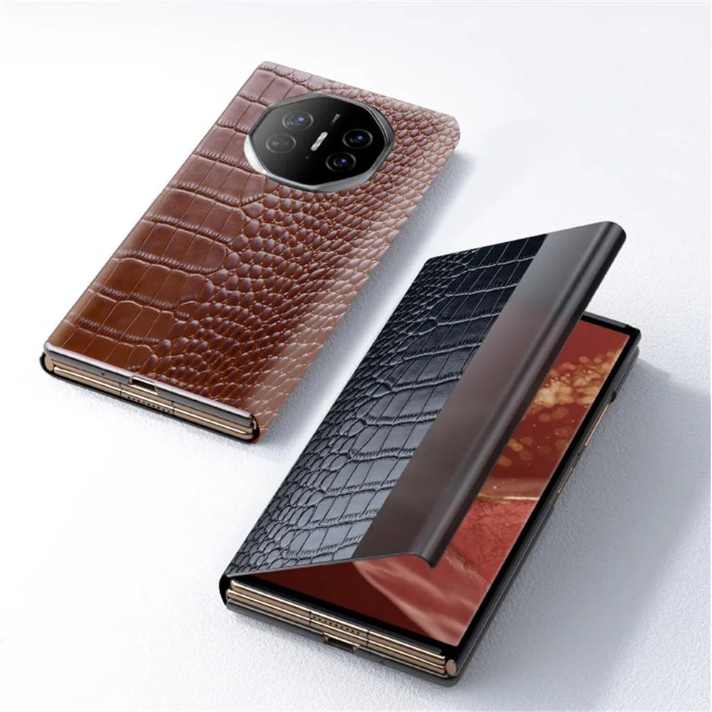 premium-natural-cowhide-leather-crocodile-flip-case-for-huawei-mate-xt-skin-feel-cover