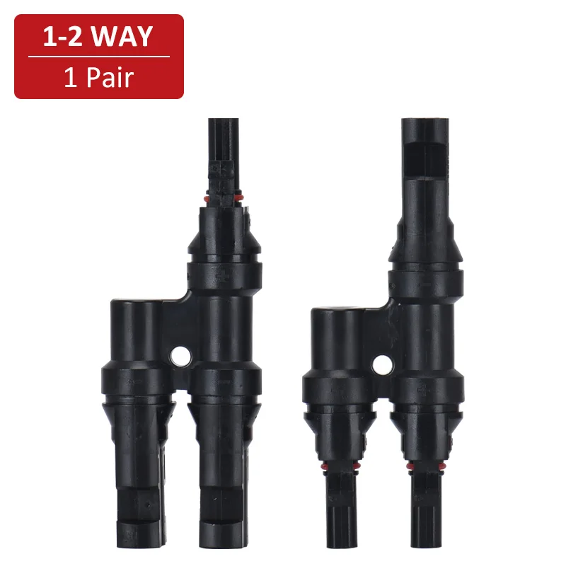 1 Pair Solar Branch Connector IP67 Waterproof T/Y-type PV Parallel Connection Cable Male&Female for Photovoltaic Systems