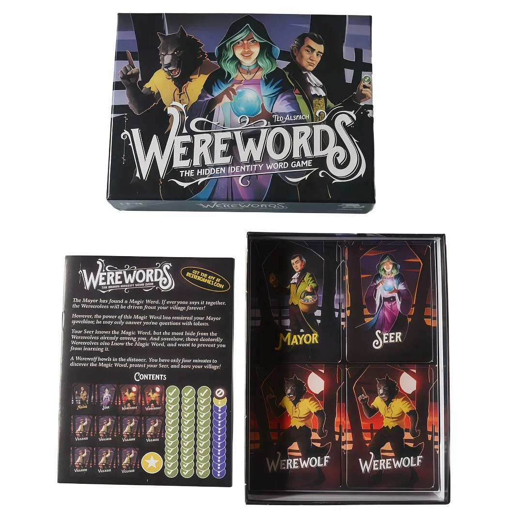 Werewords: the Hidden Identity Word Game Fun and Exciting Mystery Game, Suitable for 4-10 Players, Card Game, Board Game, Ideal for Parties, One of the Best Gift Options, Perfect for Halloween and Christmas.