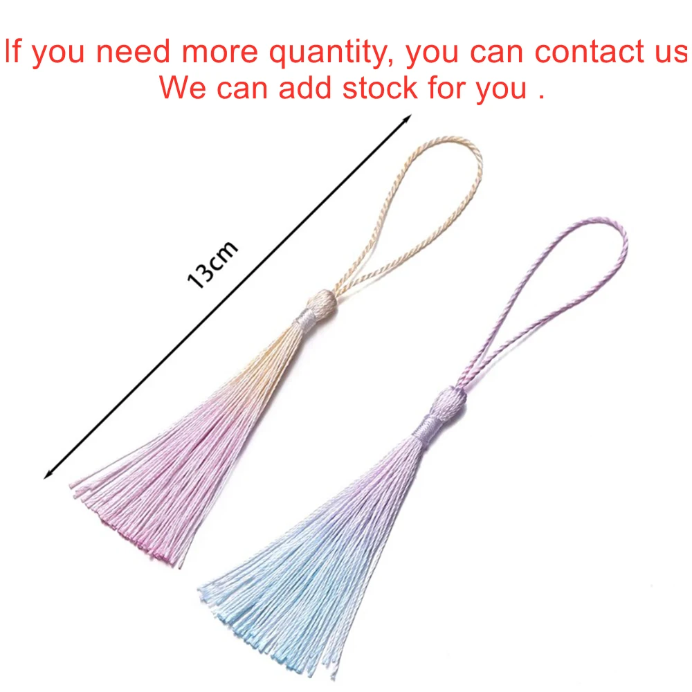 10Pcs Gradient Color 13cm Tassels Polyester Silk Tassel Fringe Crafts Jewelry for Diy Jewelry Making Pendant Decor Bookmark