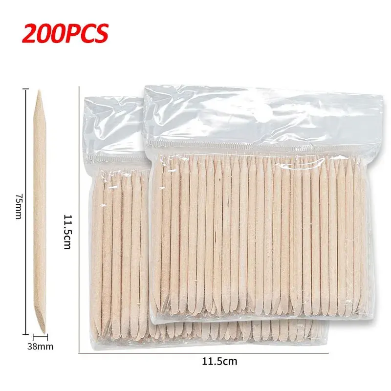 Nail Art Pusher Orange Holzstäbchen Duable-Head Pediküre Maniküre Sticks für Salon Strass Punktierung Entfernung Nail Art Pflege Werkzeug