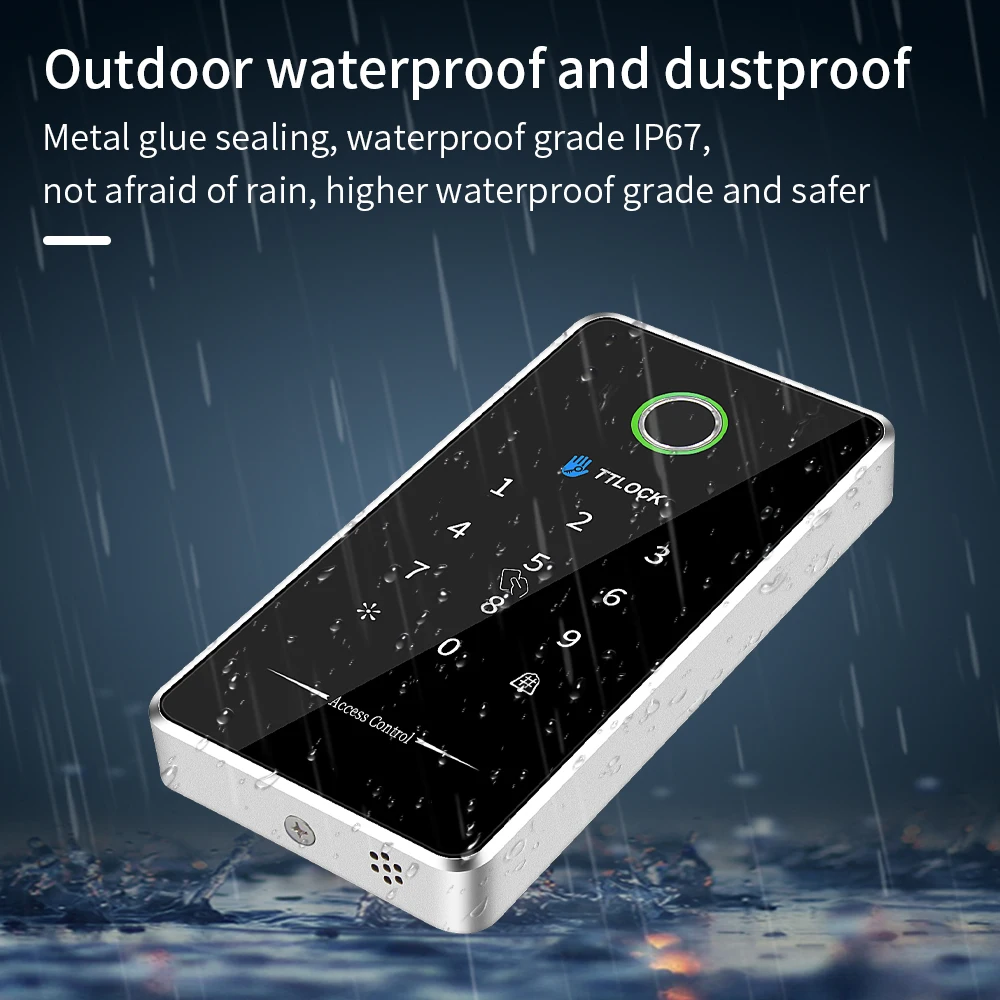 TTlock Smart Fingerprint Lock Access Control Keypad IP67 Waterproof Metal Reader Outdoor NFC Bluetooth Rfid code Card App Unlock