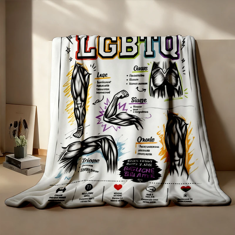 LGBTQ Legs Glutes Biceps Triceps Quads Unisex Comfy Blanket, Gym Lover Workout Flannel Blanket