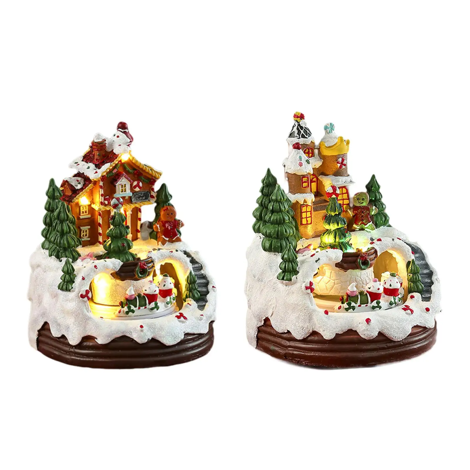 Christmas House Music Box Xmas Gifts Creative Collectible Building Musical Box for Bookshelf Indoor Bedroom Festival Countertop