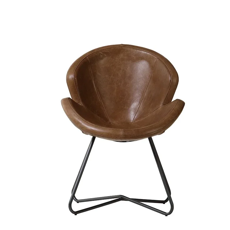 

Wabi sabi wind leisure chair leather wrought iron living room Nordic modern retro creative armchair