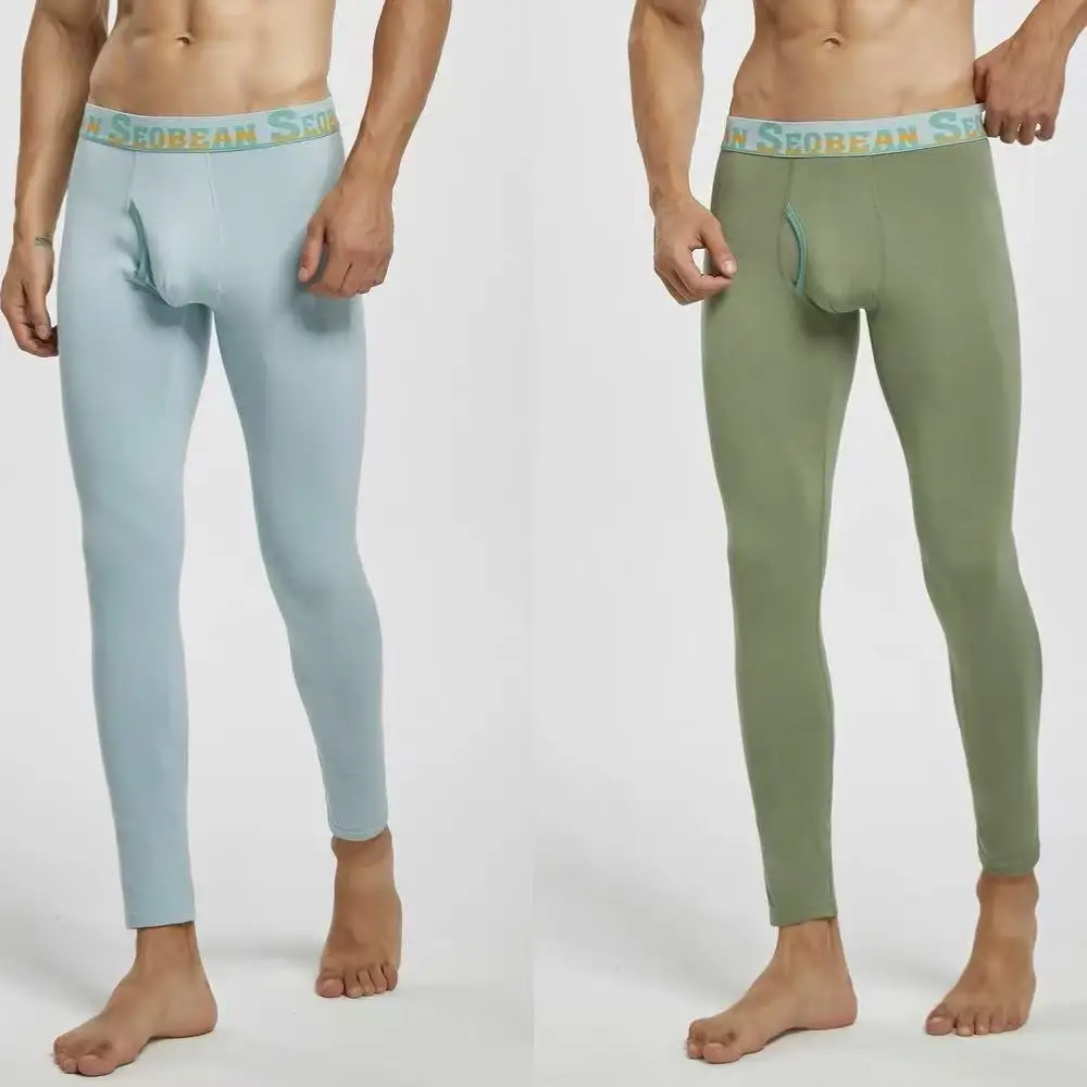 SEOBEAN Men Long Thermal Underwear Pants Front Fly Opening Design Cotton Slim Fit Base Layer Warm Long Johns For Daily Wear