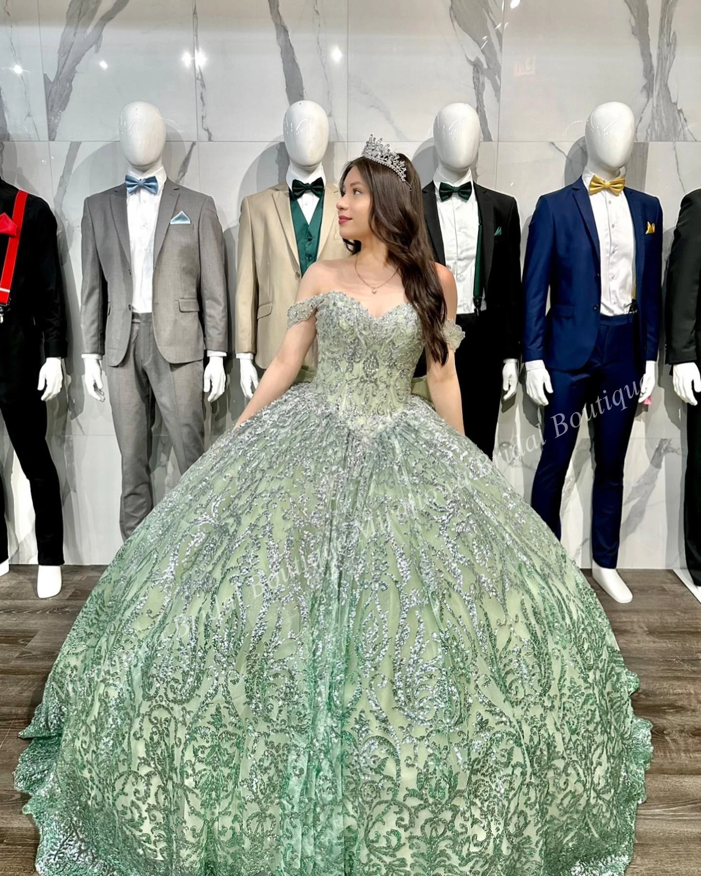 Ombre Sequin Quinceanera Dress Bell Sleeves Debutante Ball Mexican Glitter Quince Sweet 15/16 Birthday Party Gown for 15th Girl