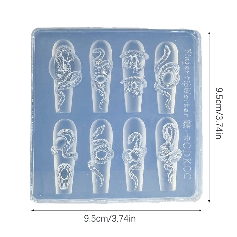 แม่พิมพ์ซิลิโคนลายงูการ์ตูนขนาดเล็ก สำหรับประดับตกแต่งเล็บแบบนูน  สำหรับทำเล็บ DIY อุปกรณ์ทำเล็บ