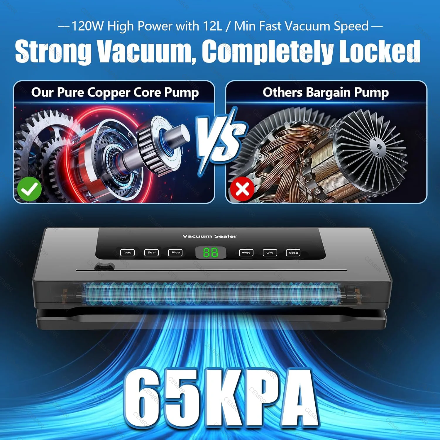 Food Sealing Sealing Machine Built-in Vacuum Bags Kitchen Food Storage Seal Touch Button Dry/Wet Electric Vacuum Sealer Machine