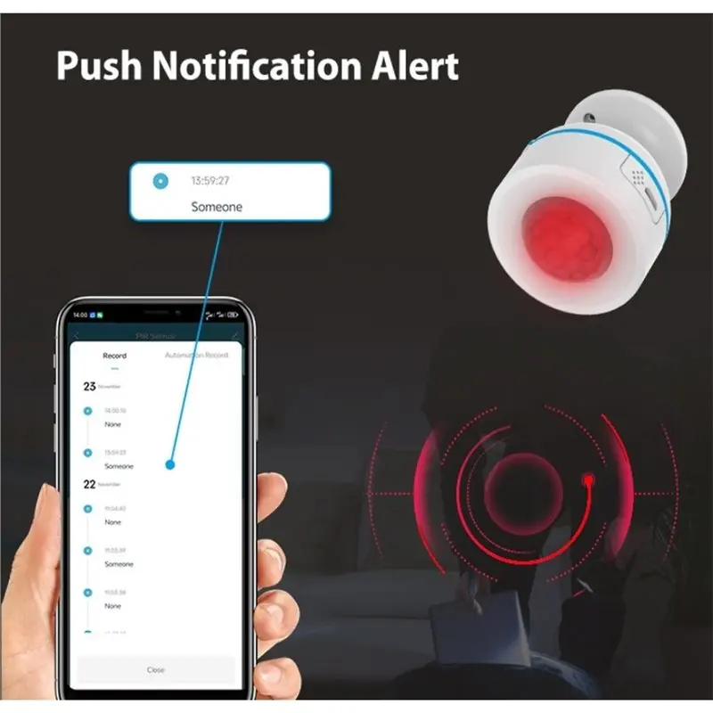 Tuya Matter Thread Motion Sensor Detector Battery Built-In 5V 1A/ USB Power Smart Life App Wireless Detector