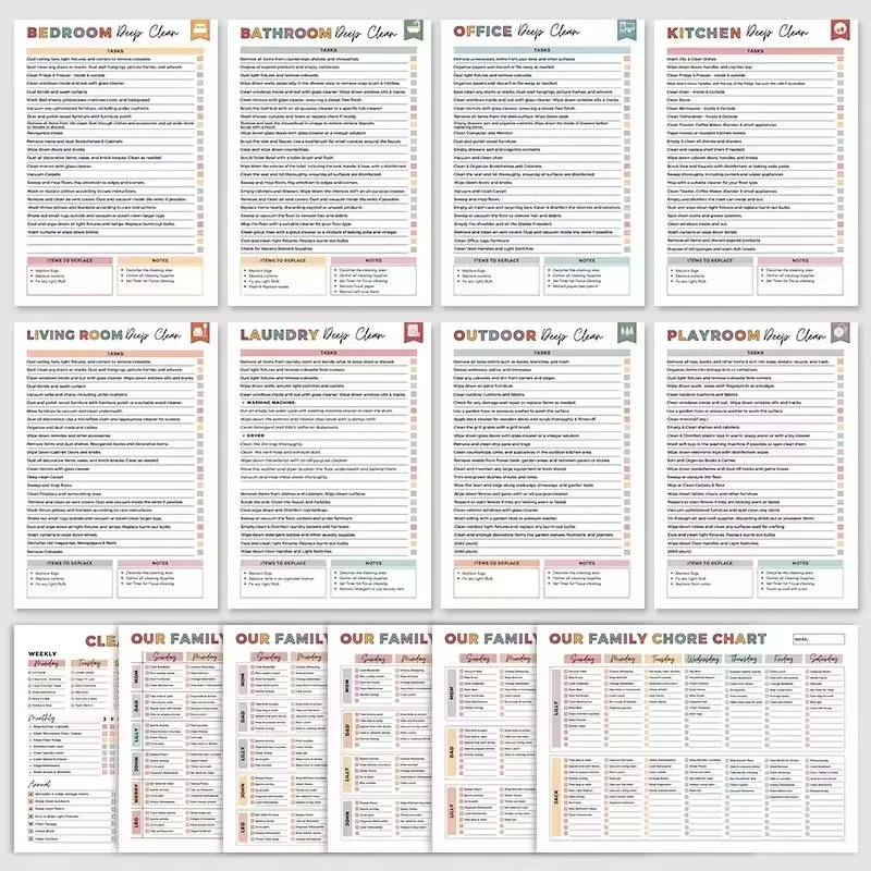 ADHD CLEANING Family Chore Chart Yearly Cleaning Checklist Planner