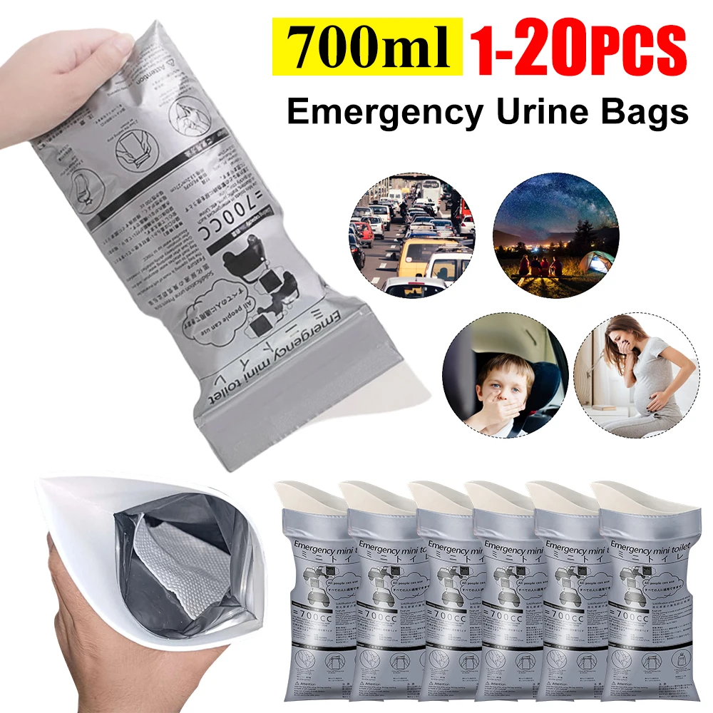 1-20PCS Outdoor Emergency Urine Bags 700ml Disposable Travel Mobile Toilet Portable Urinal Bag for Men Women Car Vomiting Bag