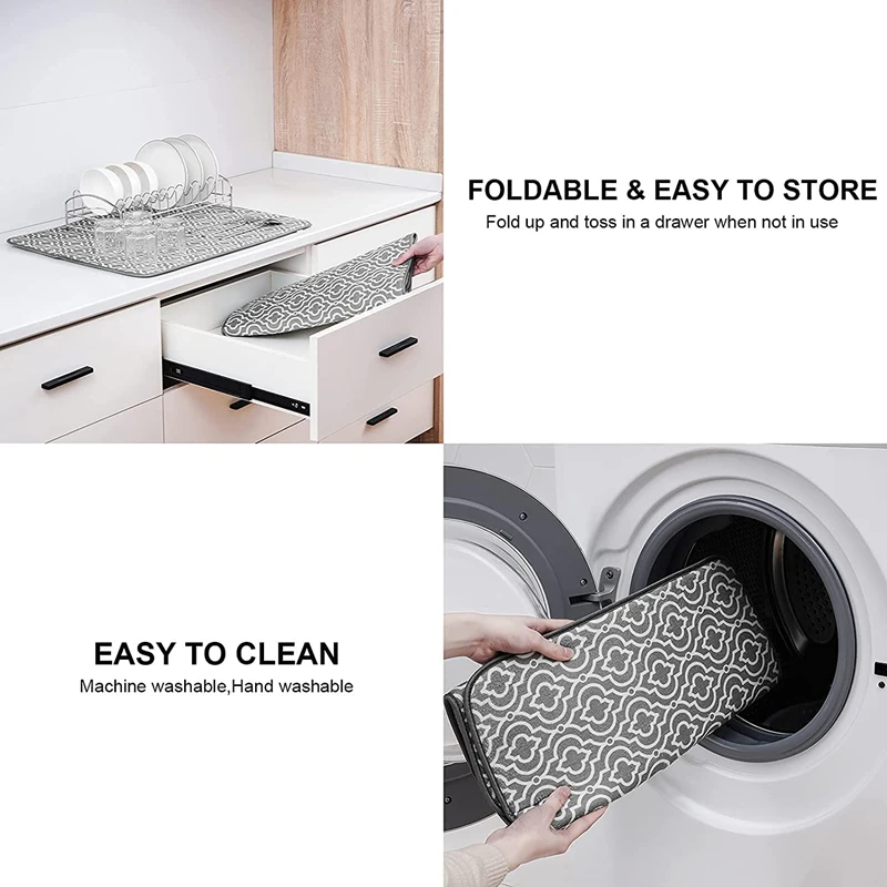 Dish Drying Mat for Kitchen Absorbent Microfiber Dishes Drainer Mats Kitchen Accessories19.2 By 15.8 Inch 46*40cm
