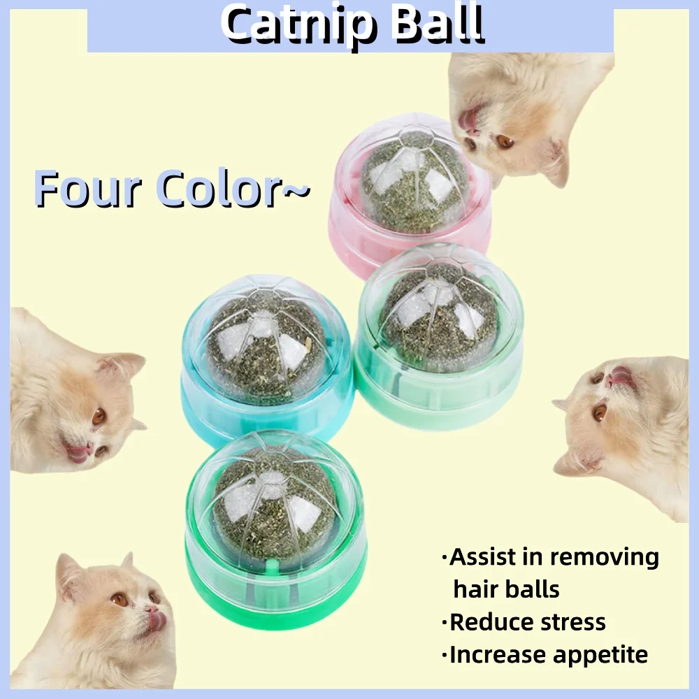 Catnip Ball Gato Bolita for Cat Toy Grass Herb Stick Plushie Wall Stick Replacement Licking for Roller Snack Play Massage Relax