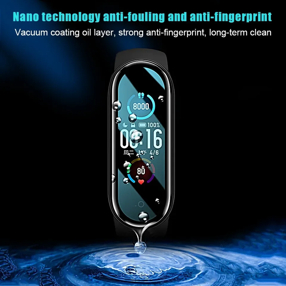 Screen Protector For Xiaomi mi band 7 6 5 film strap Mi band Smart Watch accessories Miband Soft shell Glass xiaomi band 8 4 3