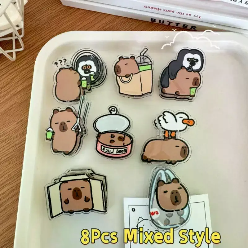 

8Pcs Cute Capybara Acrylic PP Clips Fun Animal Decoration Clips For Notes, Photos, Documents, Envelopes For Students, Office