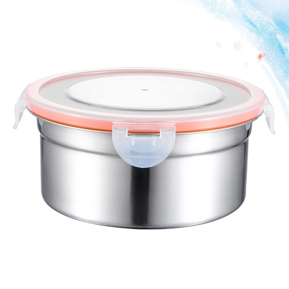 

1Pcs Preservation Box 900ml Stainless Steel Round Food Container Plastic Lid Ideal for Kitchen Outdoor Lunch Snack
