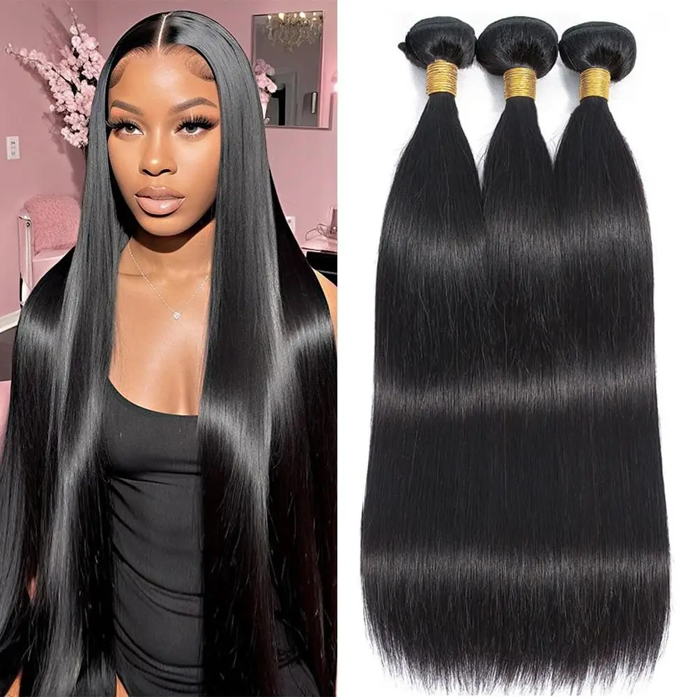 

Straight Bundles Human Hair 16 16 16 Inch Brazilian Straight Hair Bundles 100% Virgin Hair Weave Bundles Human Hair Extension