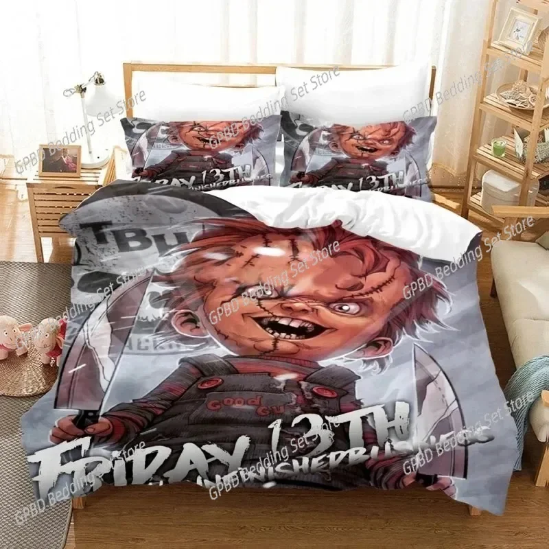 

Horror Movie Child Of Play Chucky Comfortable Duvet Quilt Cover Pillowcase Bedding Set Children Bedroom Decoration Home Textile
