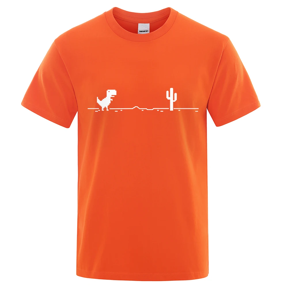Mosaik Spiel Kaktus Kleine Dinosaurier Männer T Shirt Casual Übergroßen T-Shirt Trendy Baumwolle Kleidung Sommer Crewneck Kurzarm