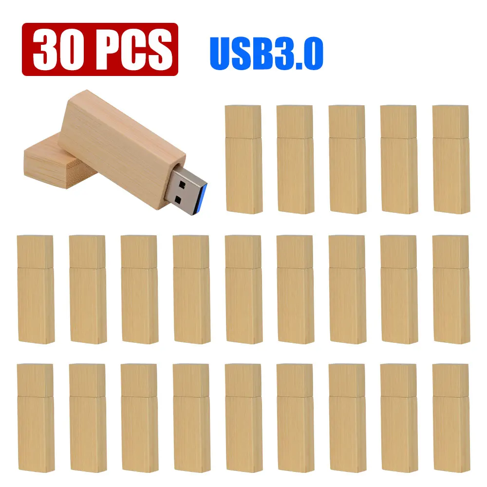 

30 шт. USB 3.0 флэш-накопители 128 ГБ деревянная карта памяти Бесплатный индивидуальный логотип Ручка-накопитель 64 ГБ 32 ГБ U-диск Креативный свадебный подарок Pendrive