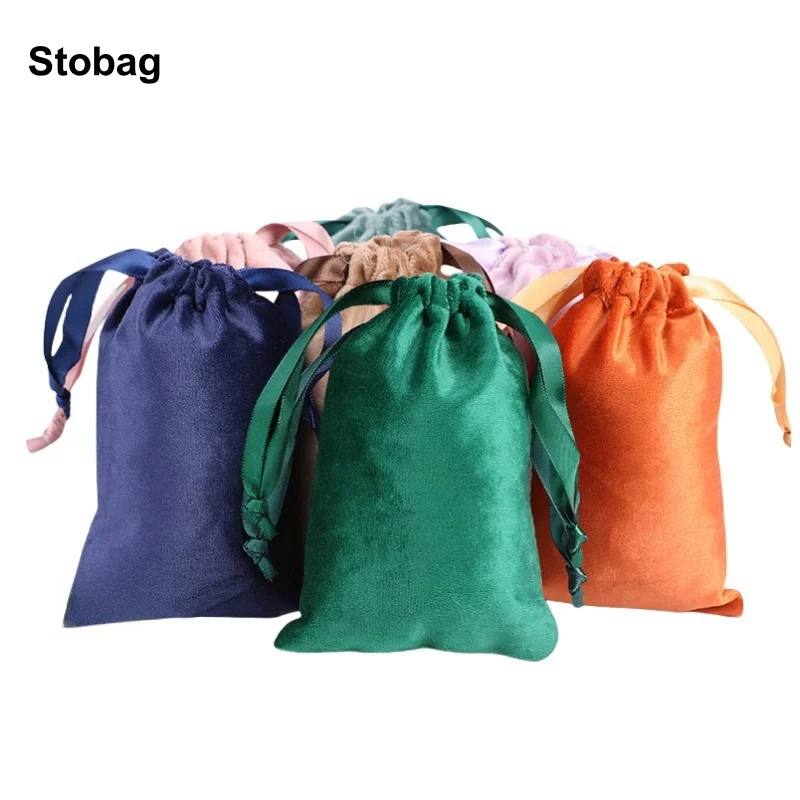 

StoBag 50pcs Velvet Flannel Bags Small Jewelry Gift Drawstring Storage Packaging Dustproof Portable Pocket Organizer Pouches