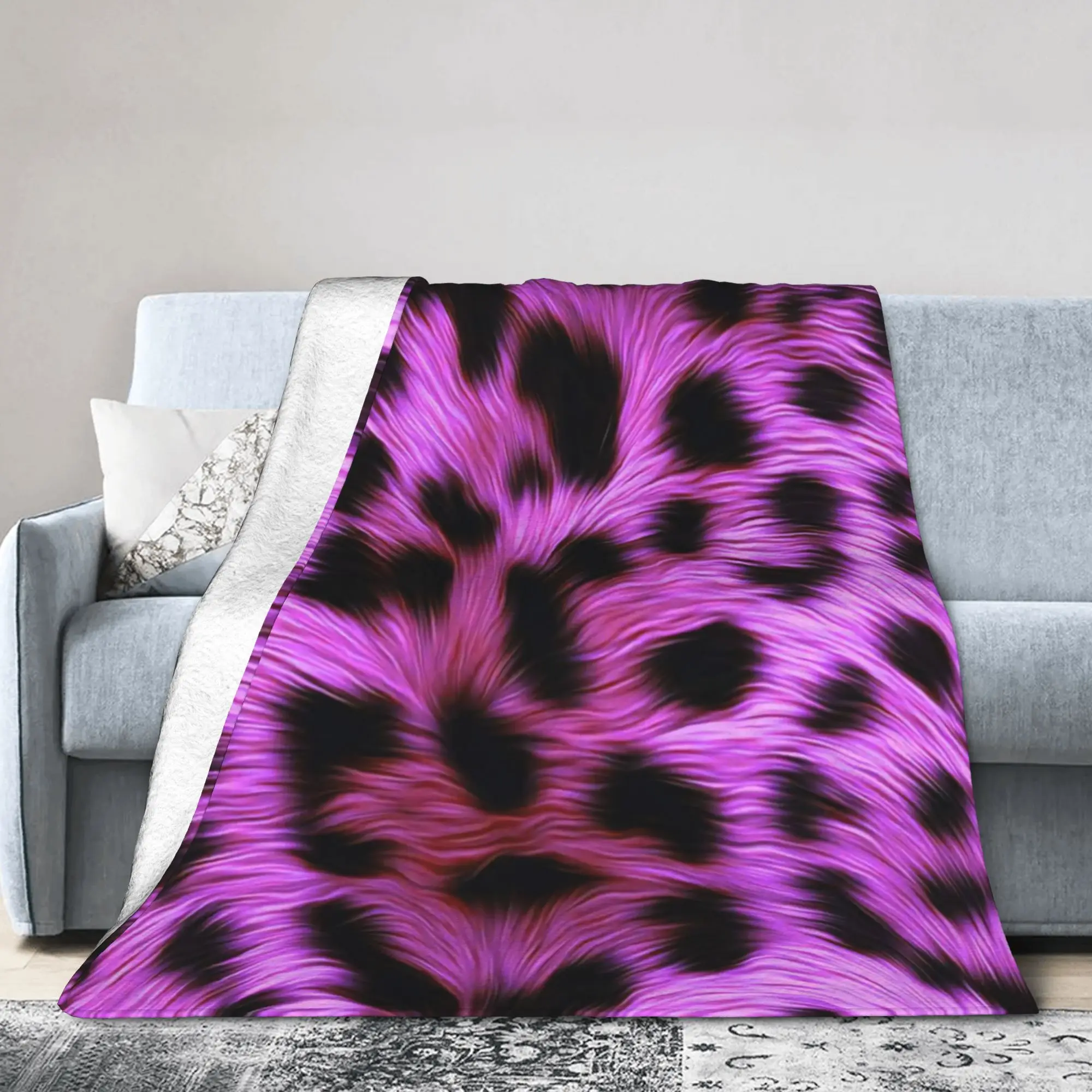 Leopard Texture Flannel Blanket Spring  Warm Soft Throw Blanket for Children Couch Chair Aesthetic Bedspread Sofa Bed Cover