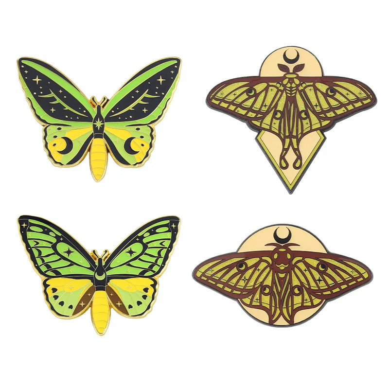 Luminous Butterfly Hard Enamel Pins Custom Insect Fluorescent Brooches Shirt Lapel Badges Jewelry Gift for Kids Friends