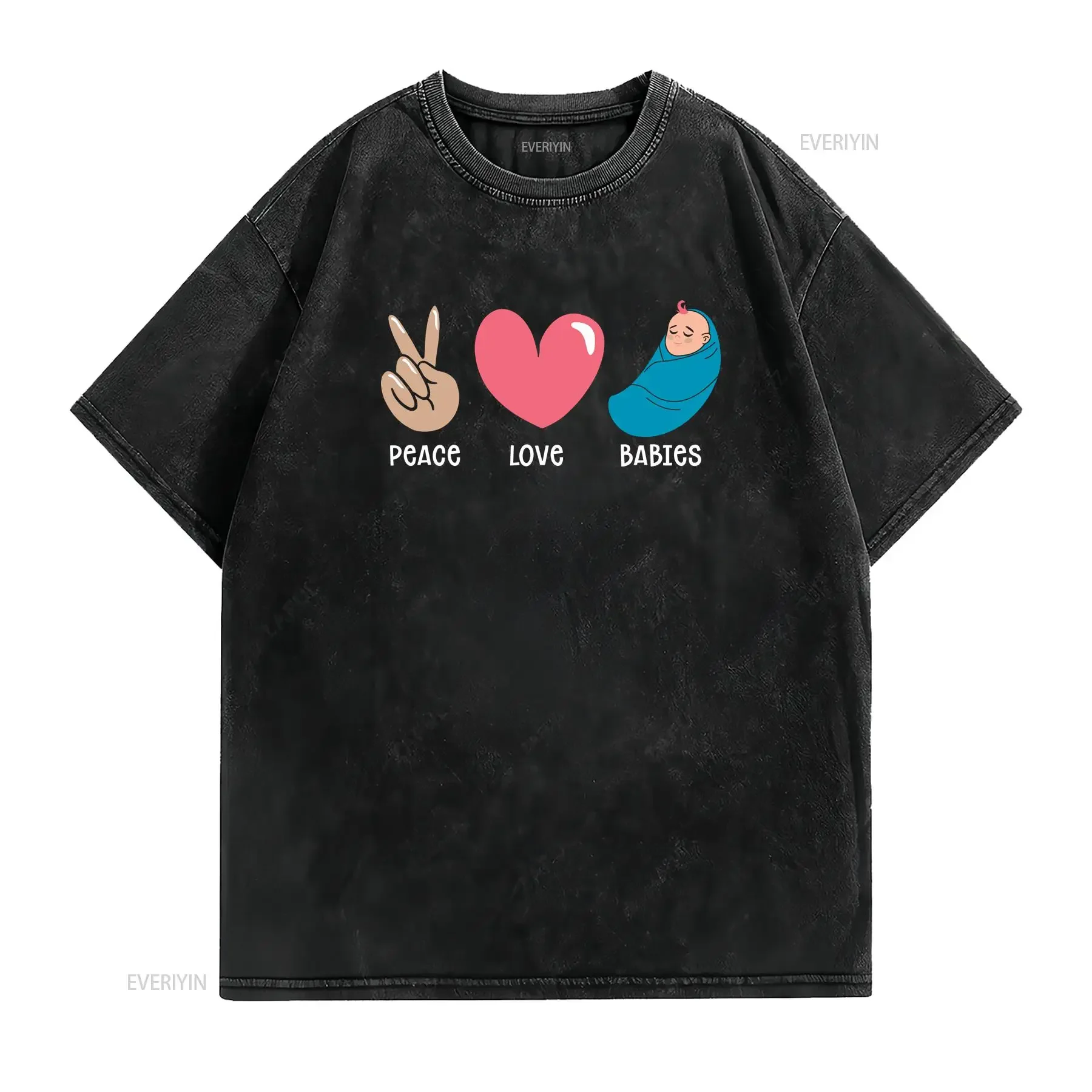Birth Doula Midwifery Future Midwife Peace Love And Babies T Shirt vintage Washed Versatile Unisex designer clothes Casual