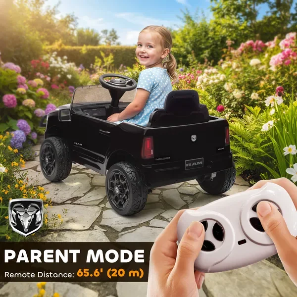 รถยนต์เด็กนั่งขับ Qaba 12V รุ่นลิขสิทธิ์ 3500 ของเล่นขี่ได้พร้อมมอเตอร์คู่ รีโมทคอนโทรลสำหรับเด็กเล็ก สีดำ