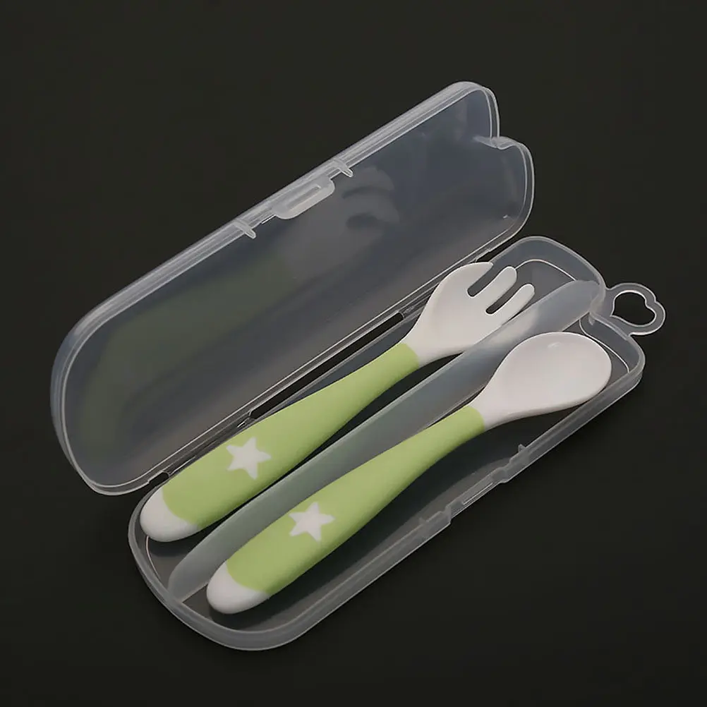 5Pcs Baby Spoon Storage Box Plastic Double Compartment Lightweight Portable Dish Organizer for Travel Picnic Home Kitchen Use