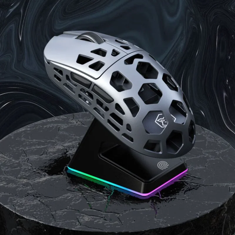 EWEADN L1 Aluminium-Magnesium Composite Hollow Mouse Tri-Mode Lightweight Magnetic Base 8k Receiver Office Gaming Mouse