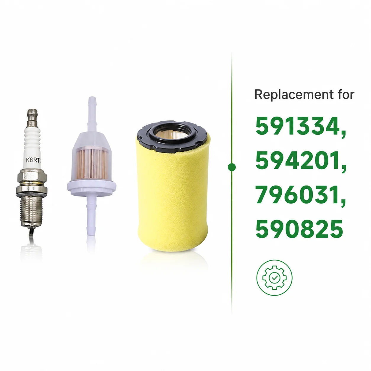 Air Filter Set Oil Filter Spark Plug Tune Up Kit For Briggs&Stratton John Deere Husqvarna Replaces 591334 594201 796031 590825