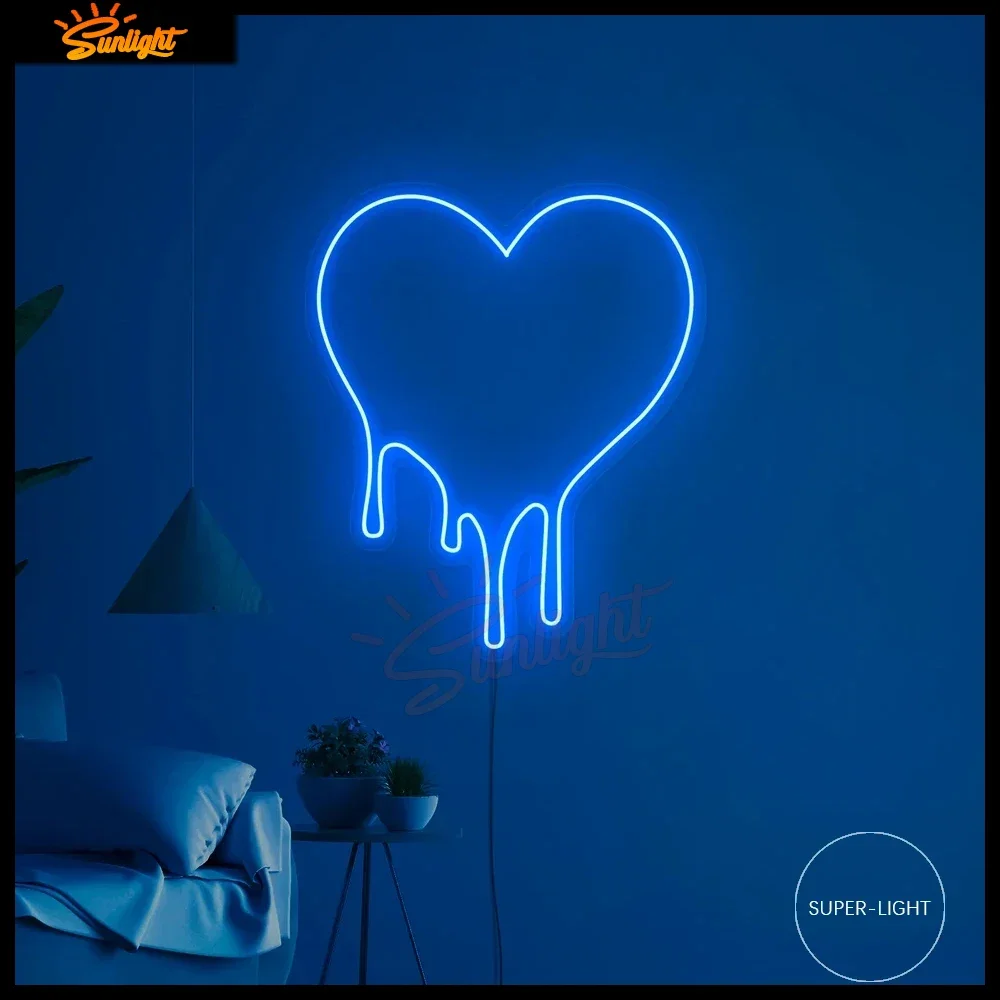 Custom Melting Heart Neon Light, Sinal de néon sangrando para quarto e sala