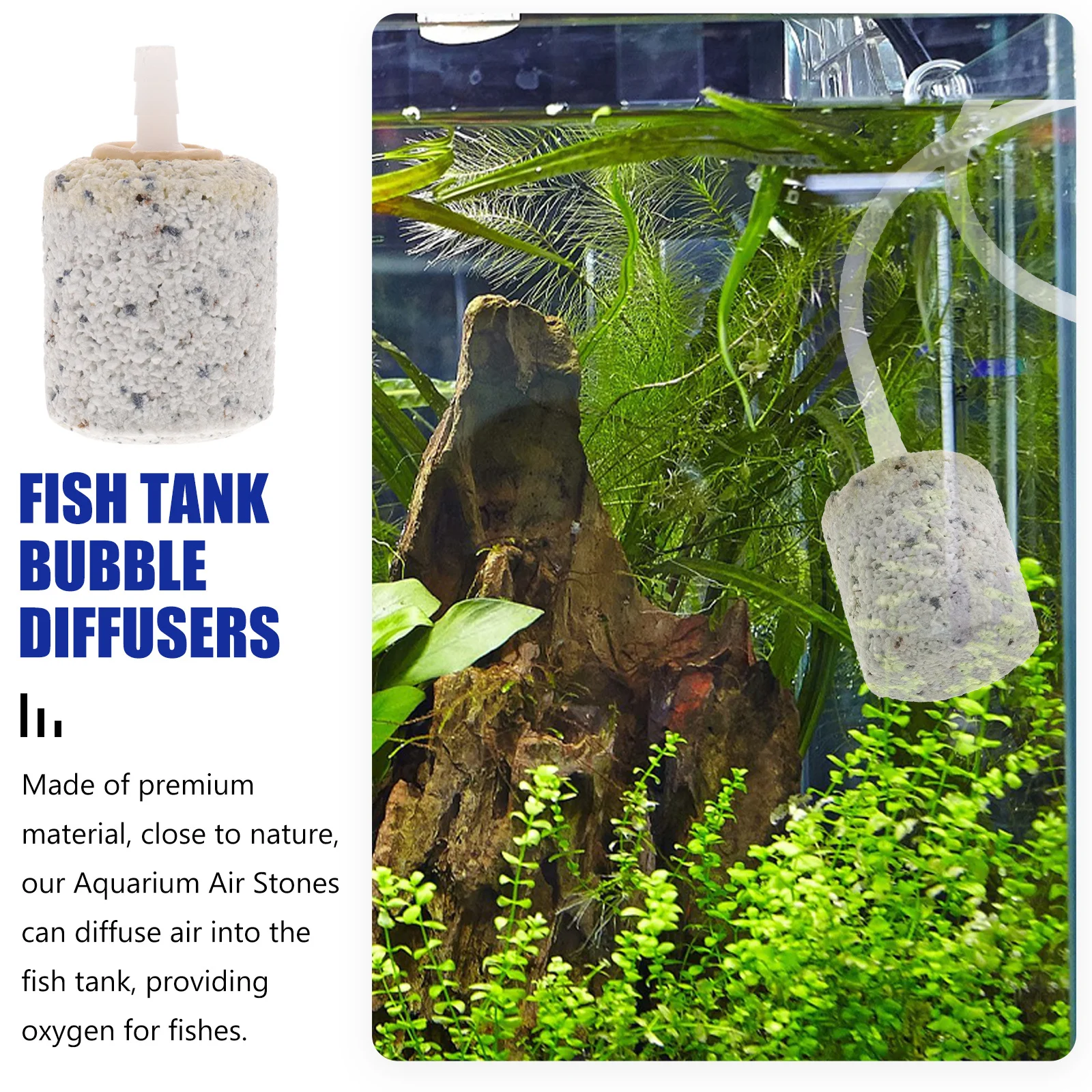 

15Pcs Aquarium Air Stones Natural Reusable Bubble Diffusers for Fish Tank Creating Steady Small Bubbles Dazzling
