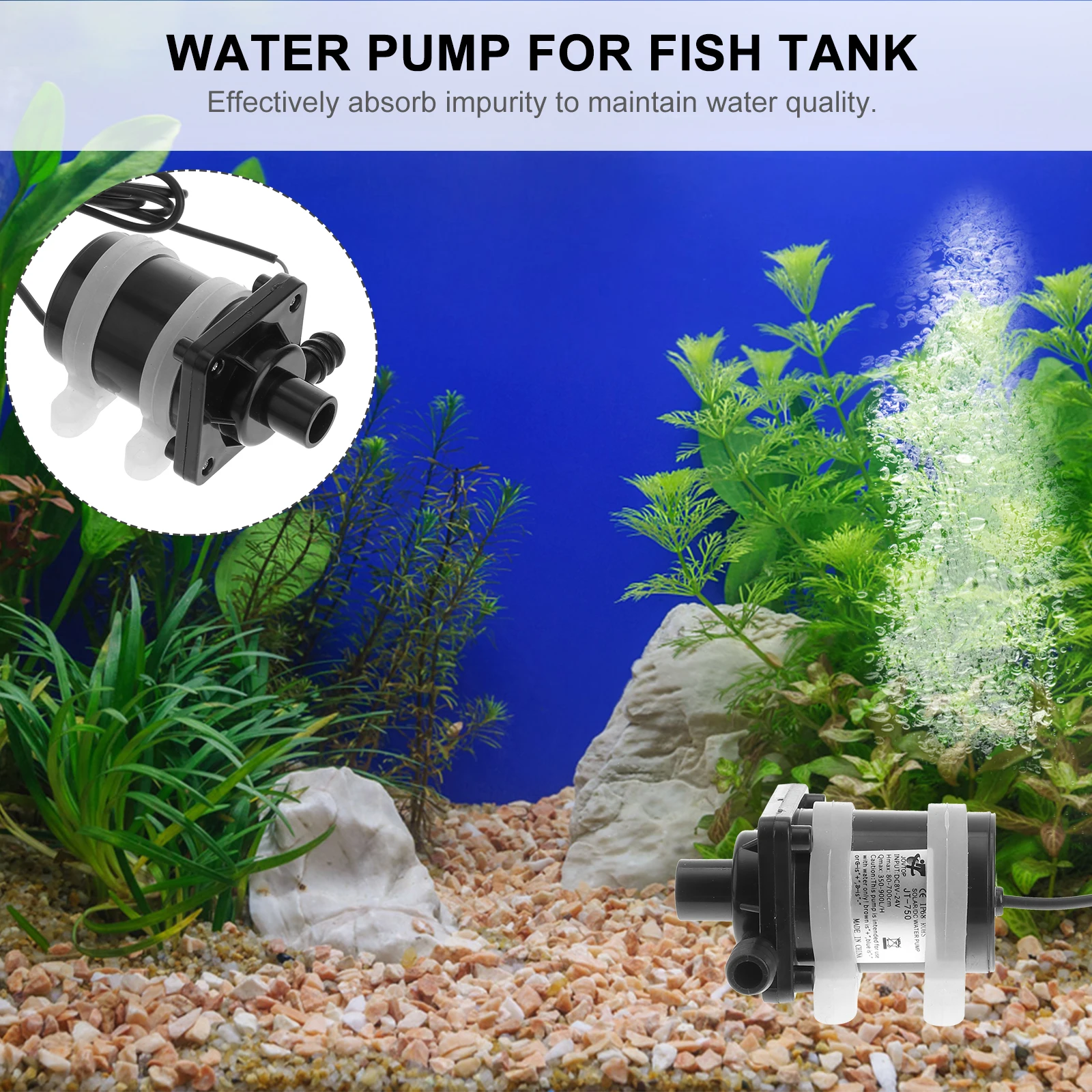 

Solar Dc Water 24V 12-24V Multifunctional Submersible Quiet Energy Saving Waterproof Fish Tank Filter Pump Garden Pond Aquarium