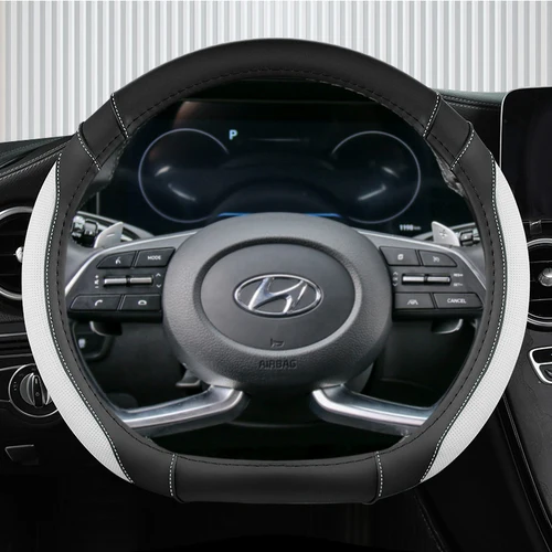 Imagen 1 del producto Ice Silk-Funda de cuero en forma de D para volante de coche, accesorios para Hyundai Creta II 2021 2022