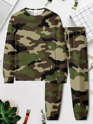 Men Tracksuit Spring Set 3d Print Long Sleeved Camouflage T-shirt+Trousers Jogger Sportswear Casual Streetwear 2 Piece Suit