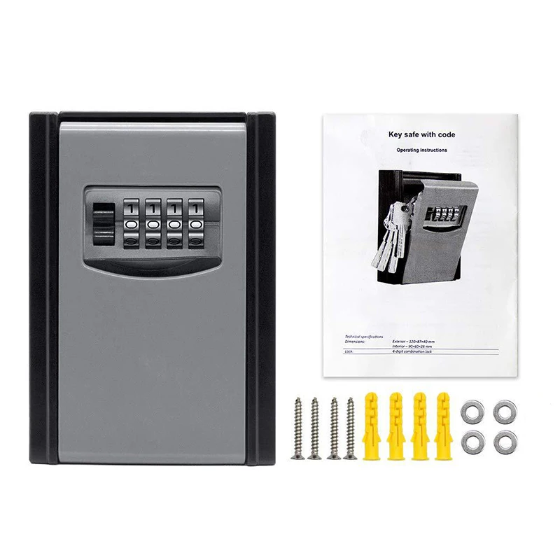 Aluminium Key Lock-Box für Außerhalb, Wand Montieren Kombination Lockbox für Haus Schlüssel Wasserdicht Key Safe Lagerung Lock-Box