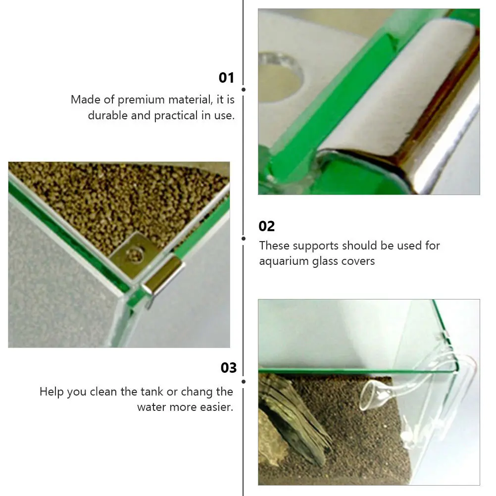 

8Pcs Stainless Steel Fish Tank Cover Supports 6Mm Bracket for Aquarium Glass Shelf Cleaner Quiet Environment