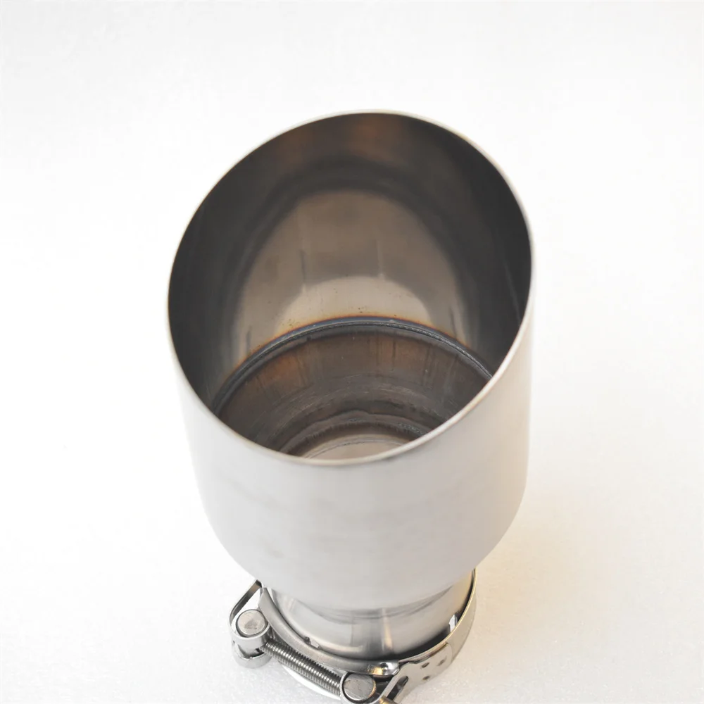 MILLTEK SPORT 304 Edelstahl Auto-Schalldämpfer Glänzend Silberne Spitze Auspuffblende Universelles Winkel-Design für Automobile – Detail 3