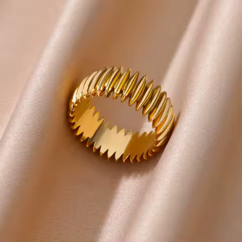 Gothic Stripe Rings for Women Stainless Steel Gold Color Ring Vintage Couple Band Aesthetic Jewelry Finger Accessories anillos - Image 3