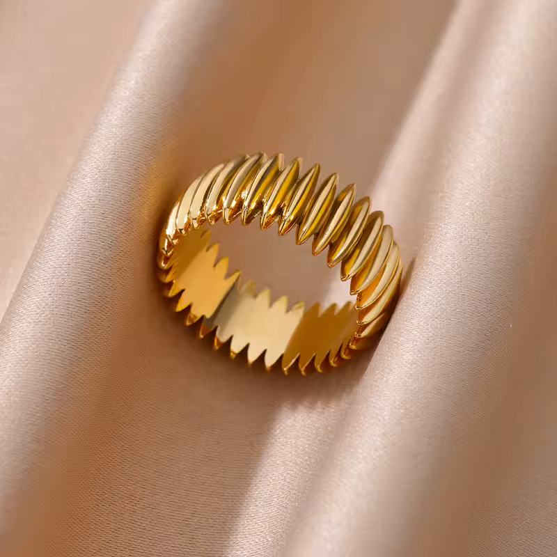 Gothic Stripe Rings for Women Stainless Steel Gold Color Ring Vintage Couple Band Aesthetic Jewelry Finger Accessories anillos - Image 3