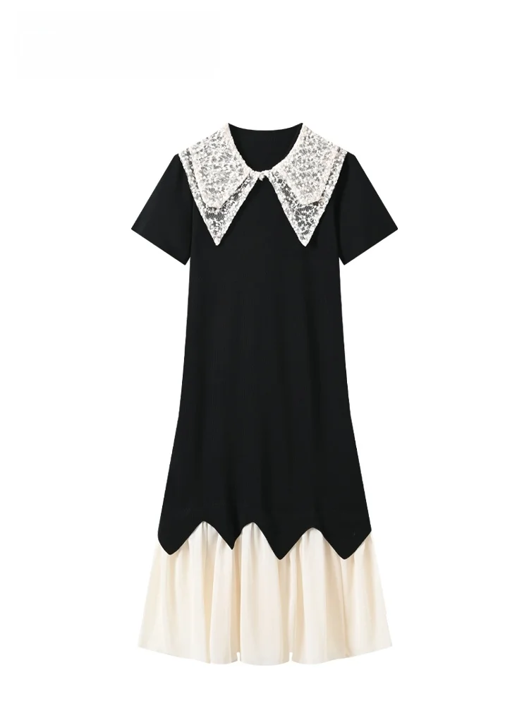 

Cara CLUB Large Size Chic Summer New Style Dress Women's Fashion Patchwork Dress Trendy Young-looking Straight-cut Long Dress