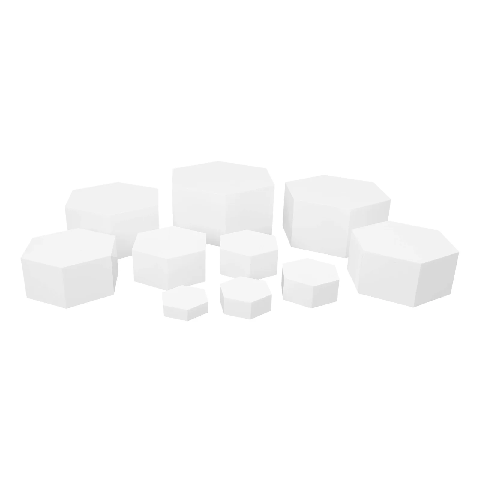 10 Hexagonal Buffet Risers, Decorative Display Stands for Cakes & Desserts, Ideal for Parties, Weddings & Celebrations