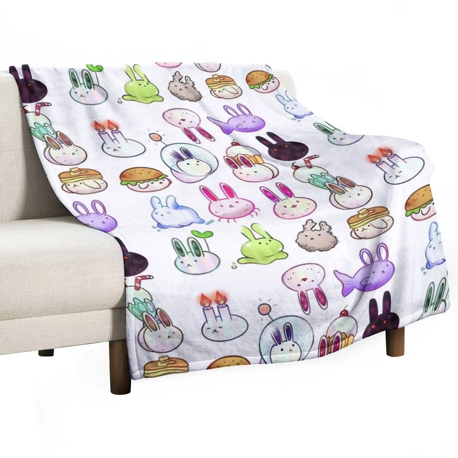 

OMORI Bunnies Throw Blanket Cozy Sofa Blanket for TV Watching Napping