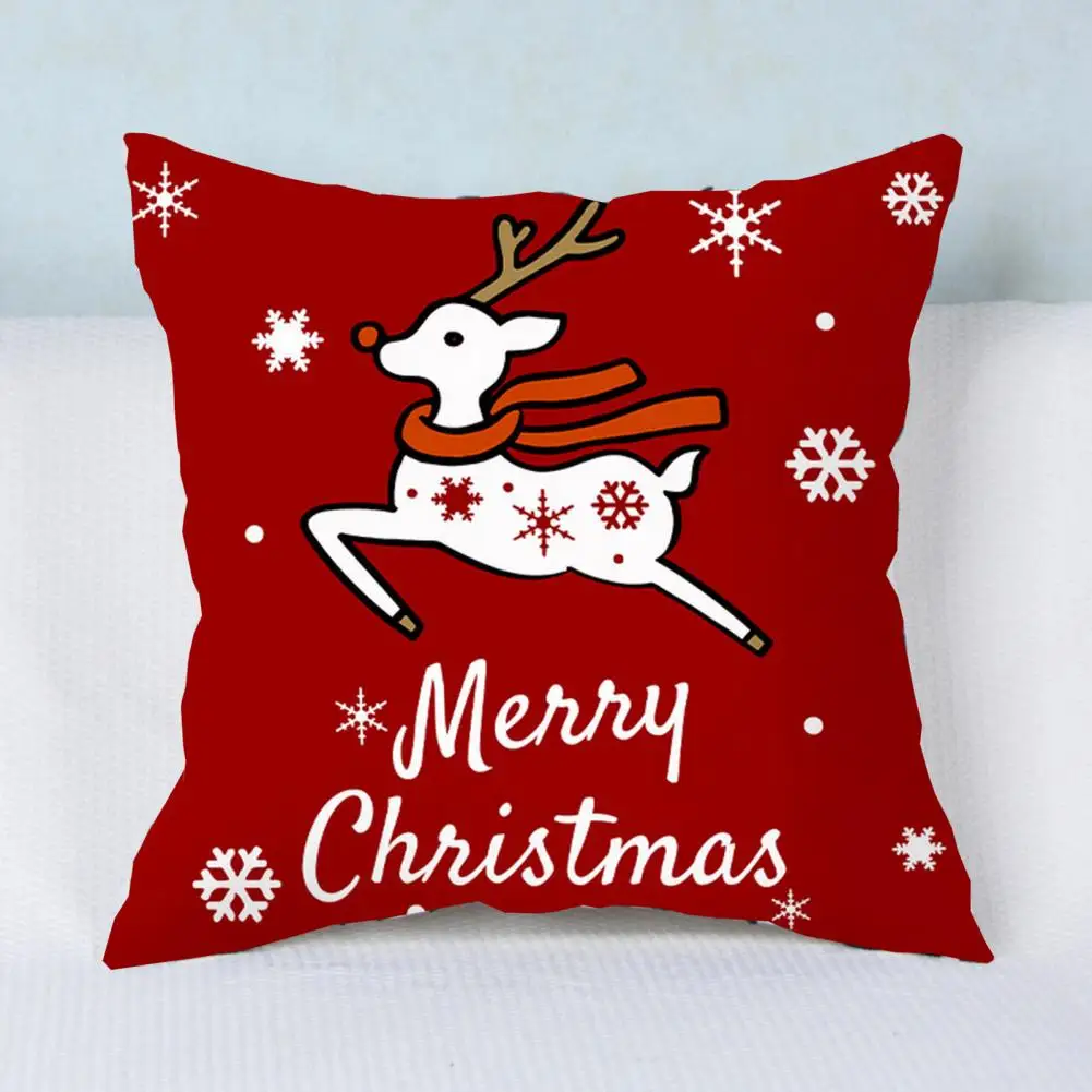 

45x45cm Christmas Decor Pillow Cover Festive Santa Claus Snowflake Elk Print Cushion Cover Pillowcase Christmas Decor Pillowcase