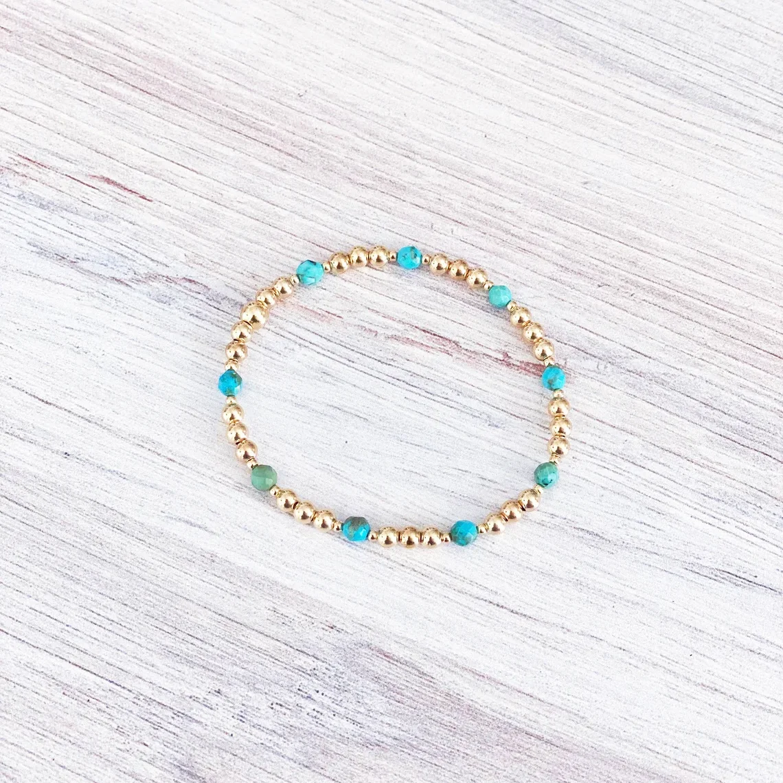 KKBEAD-Pulseras turquesas para Mujer, pulsera elástica, joyería chapada en oro, regalo