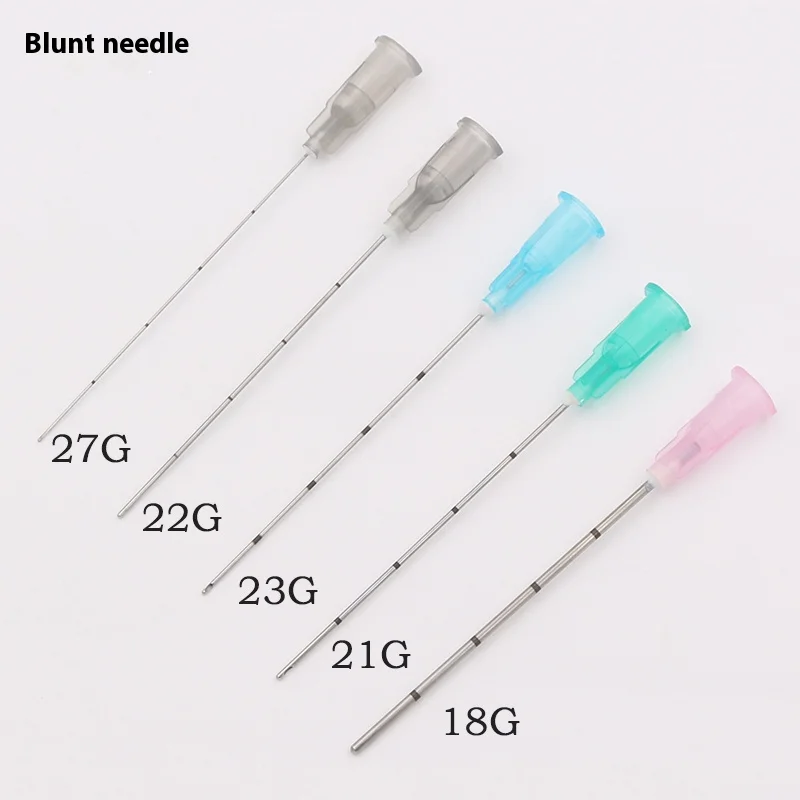 20Pcs Blunt Cannula For Filler Injection 14G 18G 20G 21G 22G 23G 25G 27G 30G Uric Acid Facial Filling Nose Slight Blunt Needle