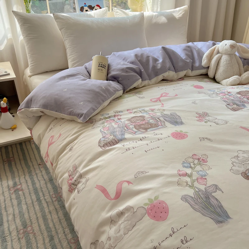 100%Cotton Quilt Cover Cute Cartoon Printed Duvet Covers 이불커버 Single/Queen/King Size High Quality copripiumino matrimoniale